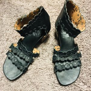 Bali ELF Seaside Leather Sandal Block Heel(NWOT)